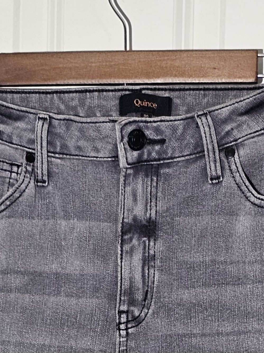 Quince Gray Stretch Denim Jeans Size 30 – Slim/Straight Leg, Stonewashed Grey - Picture 4 of 10